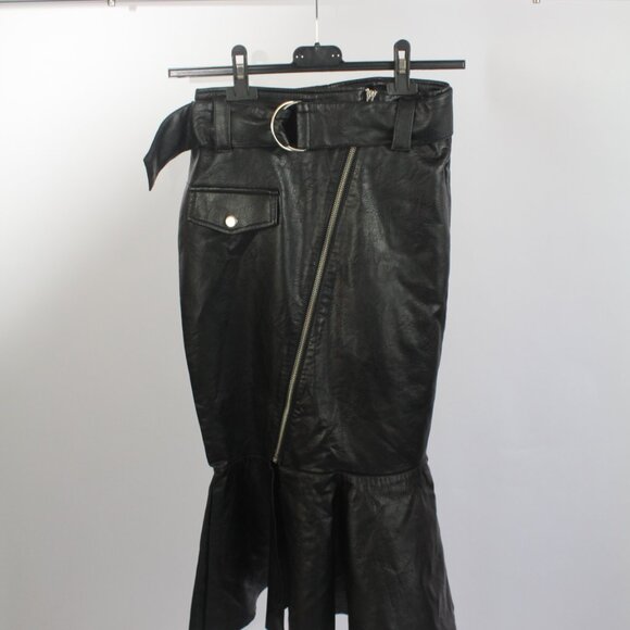 Women's HM Black Pencil Pleather Skirt Size 4 - Picture 3 of 14